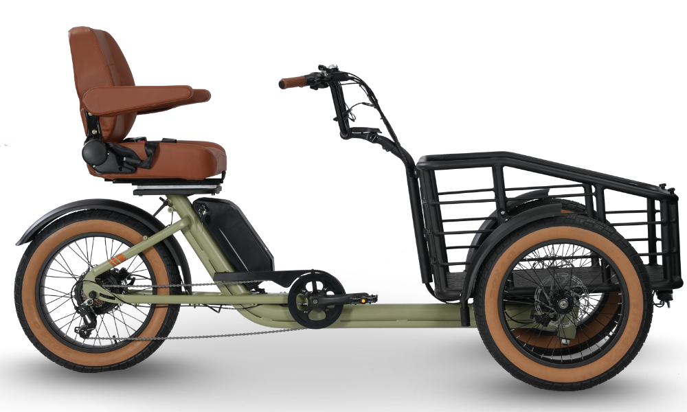 48V 500W Fat Tire Electric Front Load Cargo Trike with Padded Seat (1)